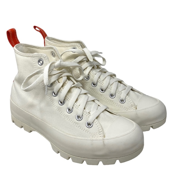 Converse Ctas Lugged Canvas Shoes High Women Size White Red Custom 572582C-WWRD - Picture 2 of 11